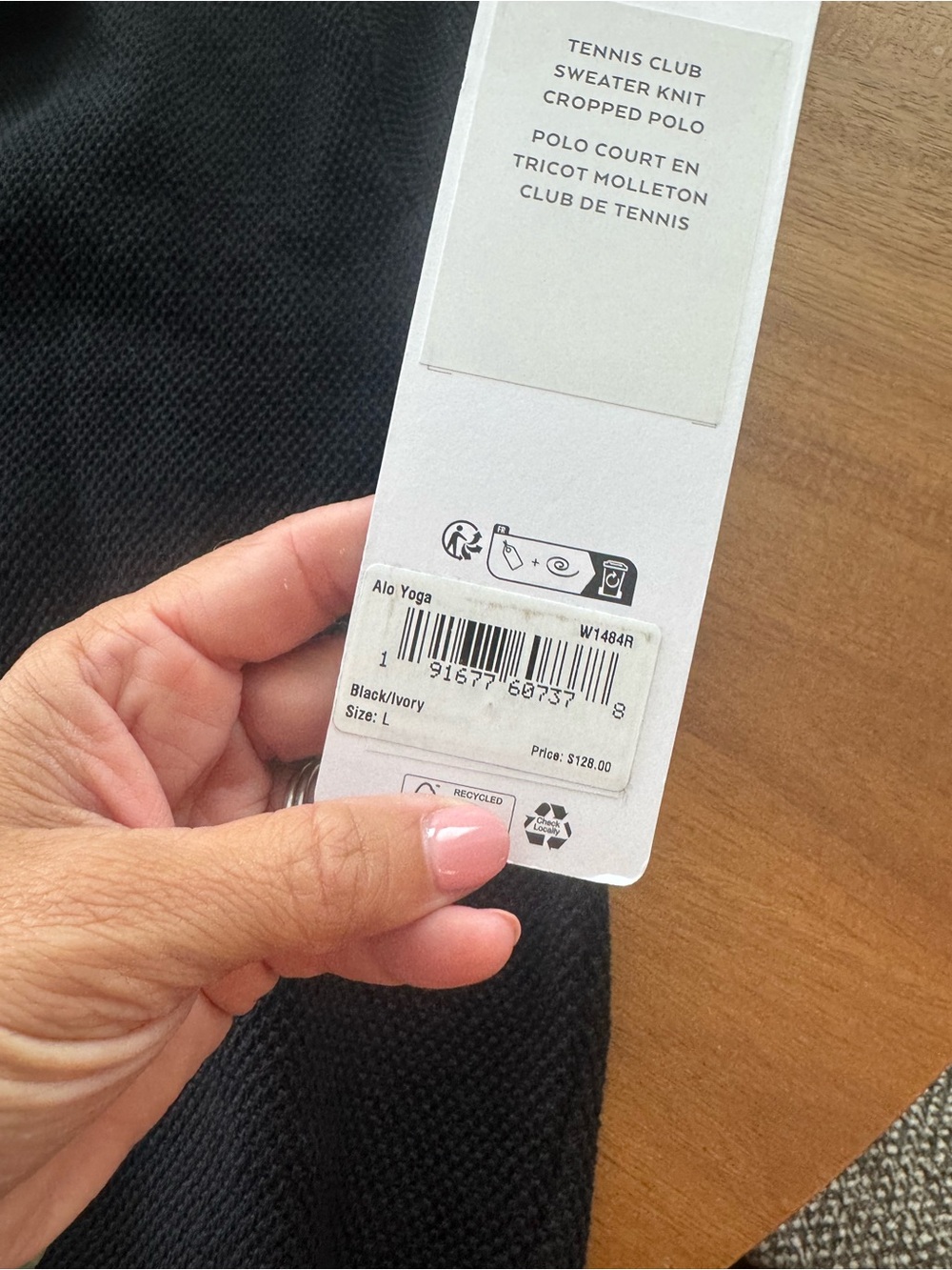 NWT large ALO Tennis Club knit Polo Crop Top - Picture 8 of 10